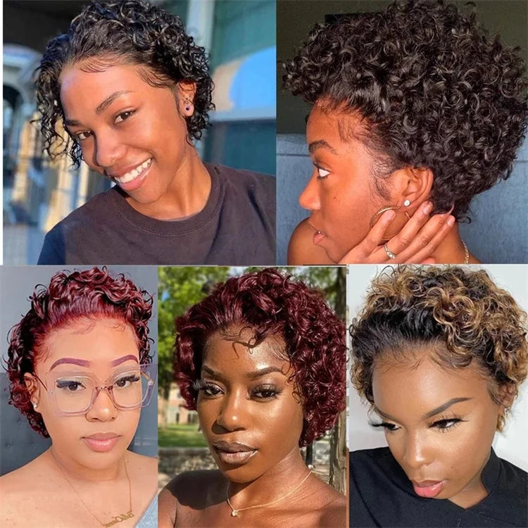 EVelora Raw Indian Pixie Cut Glueless Lace Front Wig | Short Human Hair