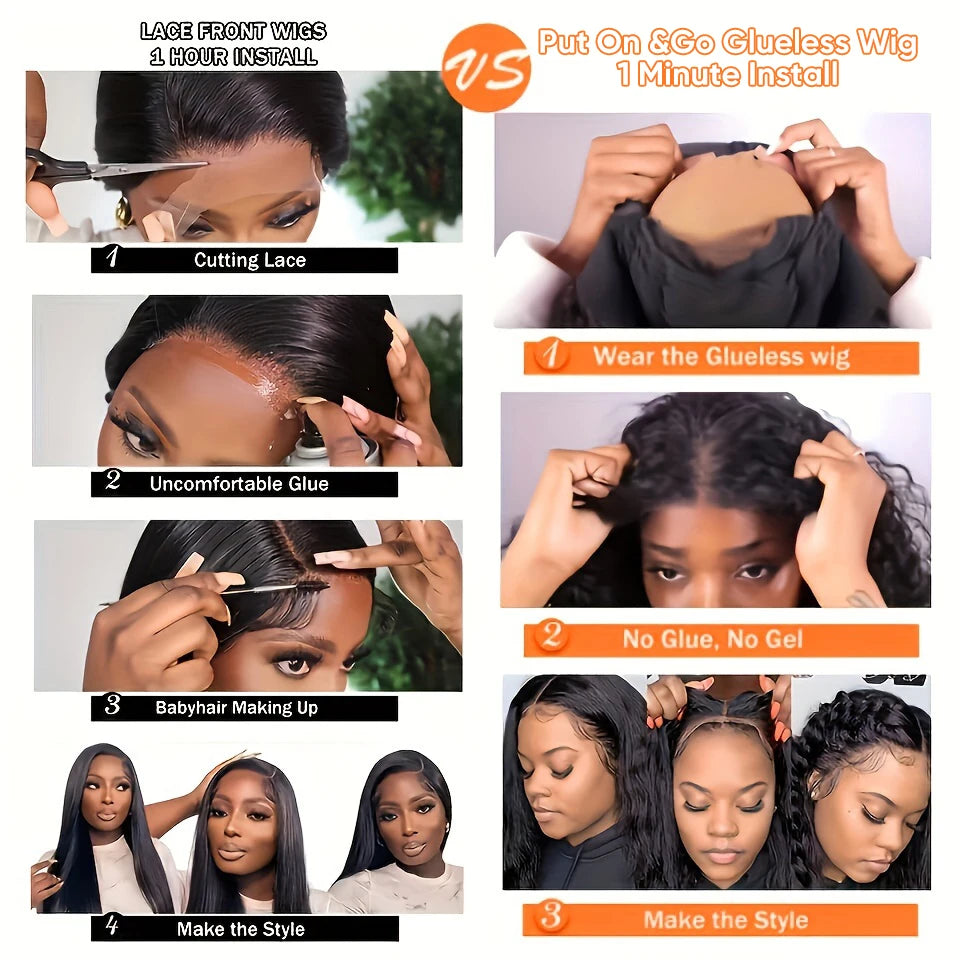 EVelora 180 Density Deep Wave 13x4 HD Lace Front Wig