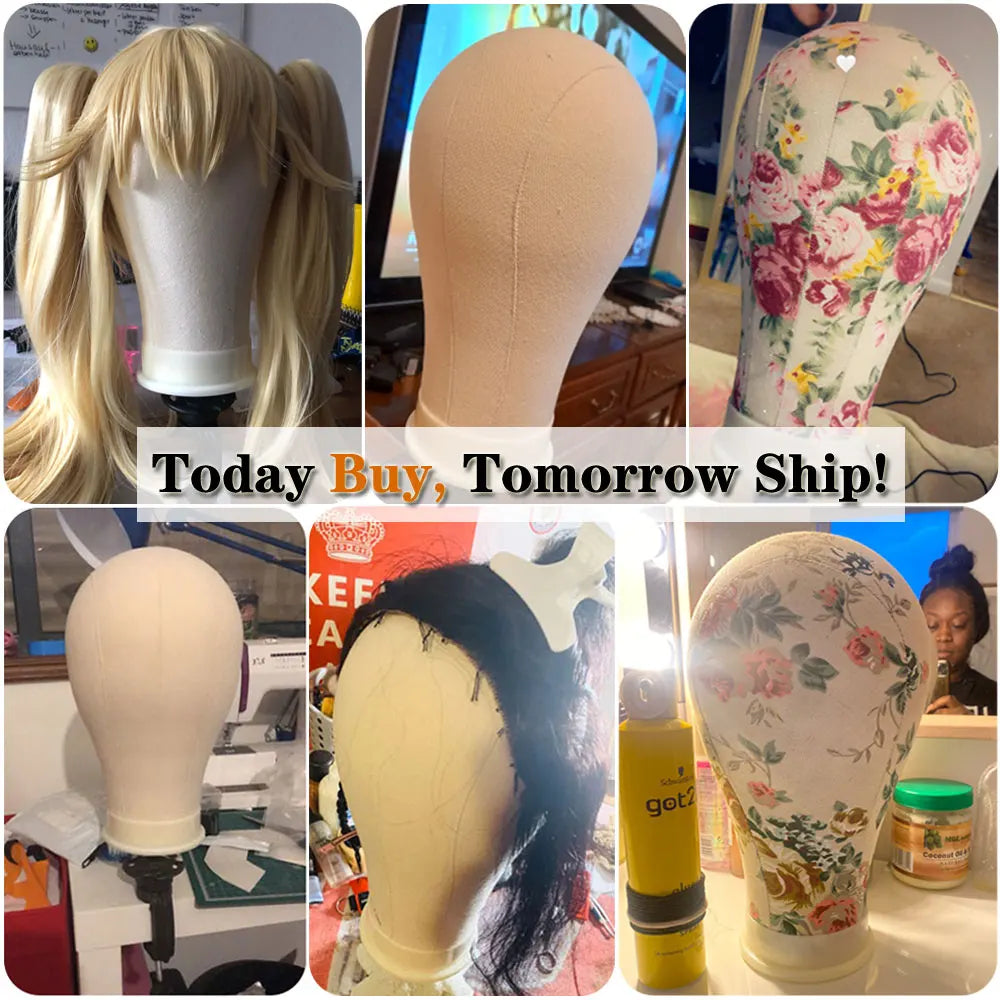 EVelora Canvas Wig Head Stand & Mannequin Holder