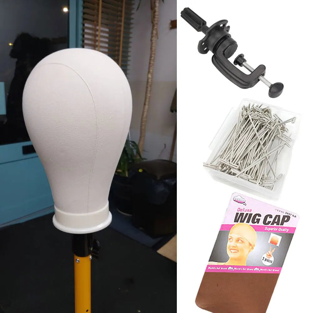 EVelora Canvas Wig Head Stand & Mannequin Holder