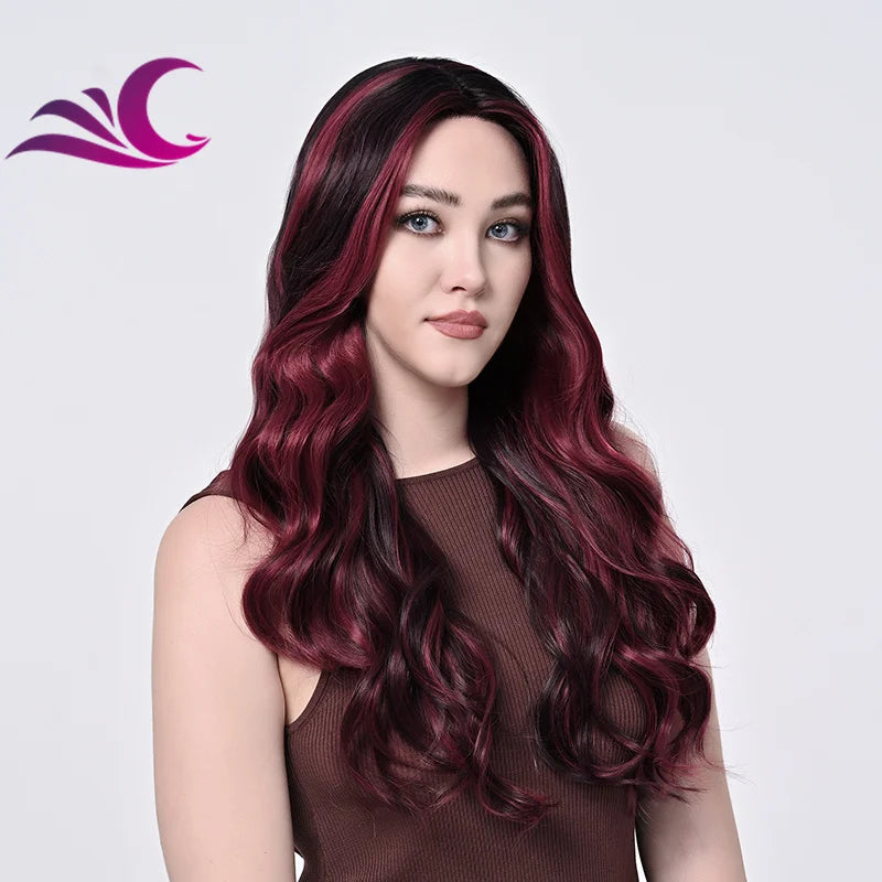 EVelora Ice Blonde Ombre Wavy Synthetic Lace Front Wig