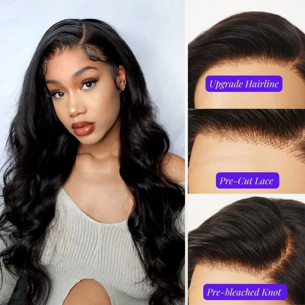 EVelora 250% Density Glueless Curly 13x4 HD Lace Front Wig with Curtain Bangs