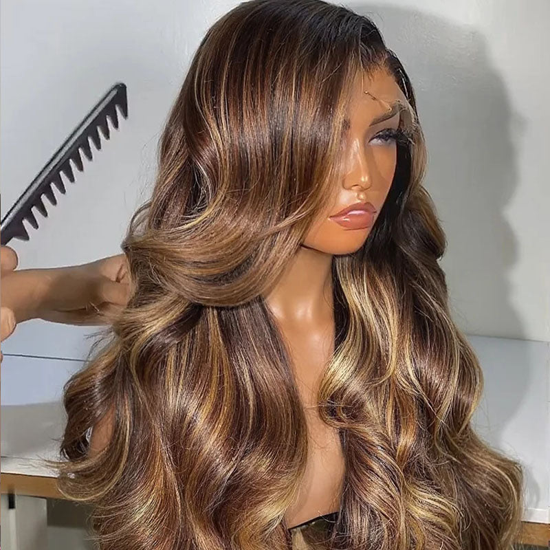 Body Wave Lace Front Wigs Highlight Blonde Human Hair Wigs for