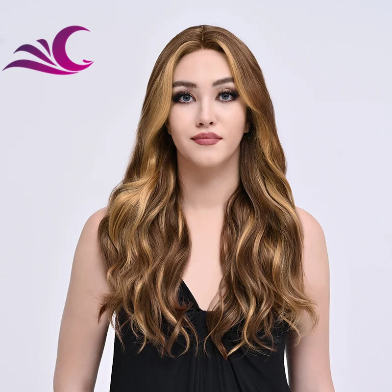 EVelora Ice Blonde Ombre Wavy Synthetic Lace Front Wig