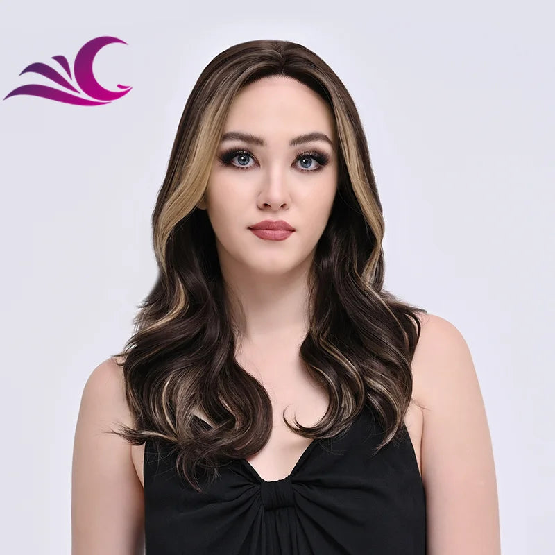 EVelora Ice Blonde Ombre Wavy Synthetic Lace Front Wig