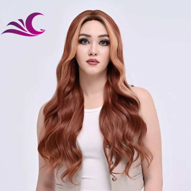 EVelora Ice Blonde Ombre Wavy Synthetic Lace Front Wig