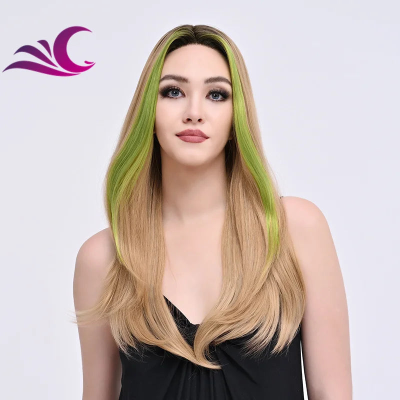 EVelora Ice Blonde Ombre Wavy Synthetic Lace Front Wig
