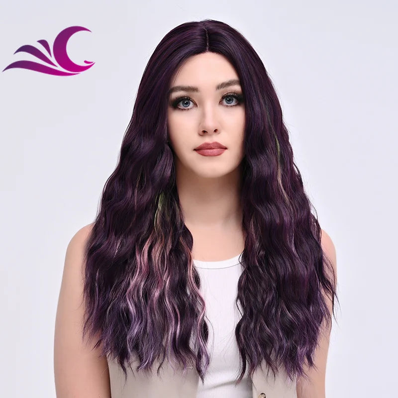 EVelora Ice Blonde Ombre Wavy Synthetic Lace Front Wig